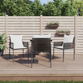 vidaXL 5 pcs conjunto de jantar p/ jardim c/ almofadões vime PE e aço