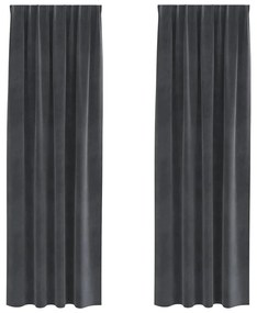 Cortinas Blackout vidaXL com fita superior 2 pcs Veludo Cinza Claro