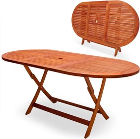Mesa de jardim Alabama em madeira de acácia com certificação FSC® 160x85x75cm Castanha