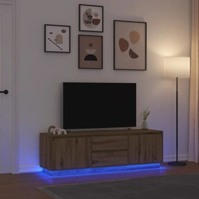 vidaXL Móvel de TV com luzes LED 160,5x41x50 cm carvalho artisiano