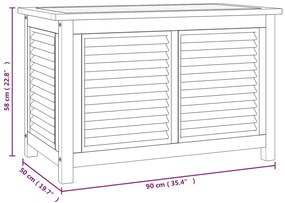 Caixa de arrumação para jardim com saco 90x50x58 cm teca maciça