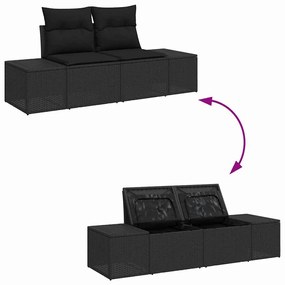 Conjunto de Sofás de Jardim 7 pcs Preto Rattan / Vime