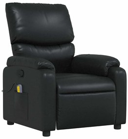 Poltrona de massagens reclinável couro artificial preto