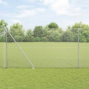 vidaXL Cerca de Fio Soldado com 13 Postes de Espigão 1.6x25 m de Aço Galvanizado