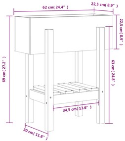 Vaso/floreira de jardim 62x30x69 cm pinho maciço branco