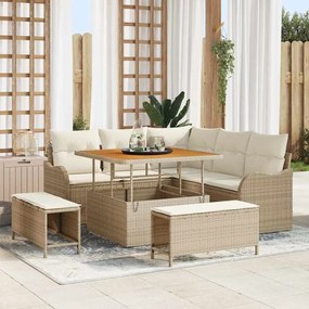 vidaXL Conjunto de Sofá de Jardim com almofada 8 pcs Bege e Creme