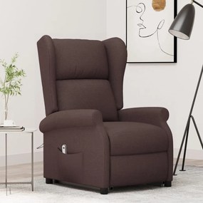 vidaXL Poltrona elevatória tecido castanho-escuro
