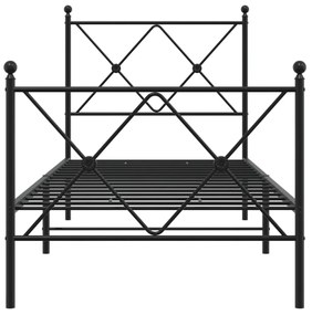 Estrutura de cama com cabeceira e pés 80x200 cm metal preto