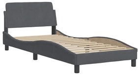 Estrutura de cama sem colchão 90x190 cm veludo cinzento-escuro