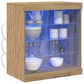 Sideboard vidaXL com Luzes LED Carvalho Artisan 60,5x37x67 cm