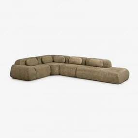 Sofá Modular De Canto Em 4 Peças Com Chaise Longue Direita Em Chenille Embalado A Vácuo Mérida Chenille Grossa Verde Sálvia - Sklum