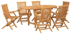 vidaXL Conjunto de Jantar para Jardim 7 pcs Castanho