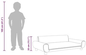 Sofá infantil 100x54x33 cm veludo cinzento-claro