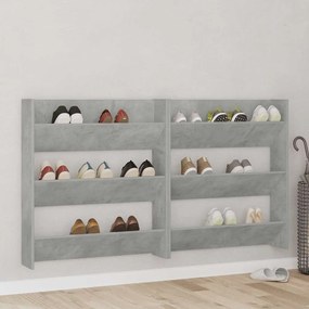 vidaXL Sapateira de parede 80x18x90 cm contraplacado cinzento cimento