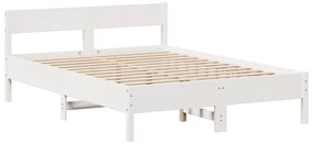 Cama com estante sem colchão 150x200 cm pinho maciço branco