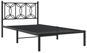 Estrutura de cama com cabeceira 100x200 cm metal preto