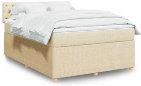 vidaXL Cama com molas/colchão 140x190 cm tecido cor creme