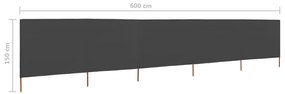 Para-vento com 5 painéis em tecido 600x120 cm antracite