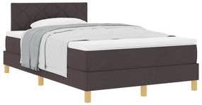 Cama Box com Colchão Castanho Escuro 120x200 cm Tecido