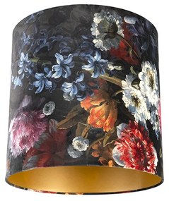 Abajur de veludo com design floral 40/40/40 interior dourado