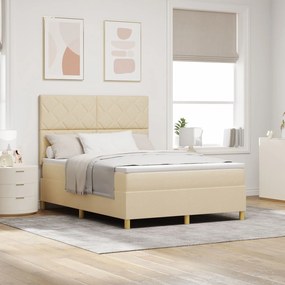 Cama Box Spring com Colchão Creme 140x200 cm Tecido