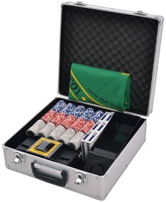 Conjunto de póquer/blackjack com 600 fichas em alumínio