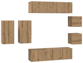 Conjunto de móvel de TV com prateleira 8 pcs carvalho artisiano