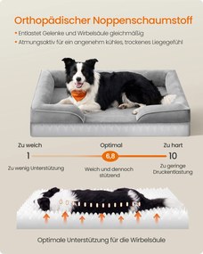 Cama ortopédica para cães,  104 x 69 x 17 cm, espuma com saliências cinzenta