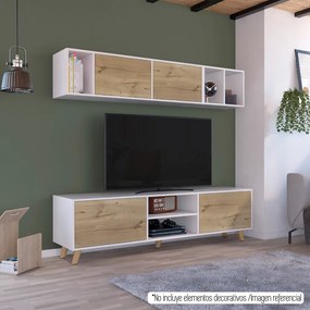 Conjunto Móveis de TV 180 com módulo de parede Tori , 50 cm  x 180 cm e x 41 cm p, branco/duna