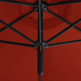 Guarda-sol duplo com mastro de aço 600 cm terracota