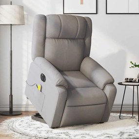 Poltrona elétrica elevatória massagens tecido cinza-acastanhado
