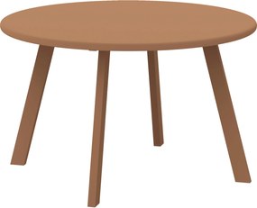 Mesa de centro redonda pequena, mesa auxiliar com pés antiderrapantes, estrutura em metal, Ø 70 x 42 cm, laranja