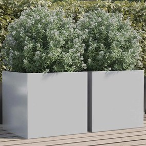 Vasos/floreiras 2 pcs 49x47x46 cm aço galvanizado prateado