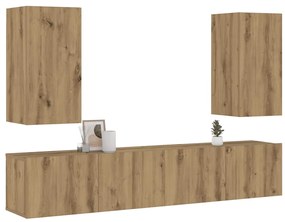 vidaXL armários TV montados na parede 4 pcs madeira carvalho artisiano