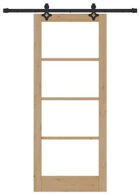 Porta Deslizante vidaXL com Conjunto de Ferragens 83x202 cm Madeira Ma