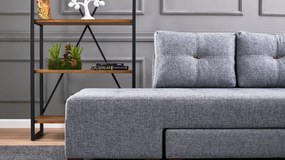 Sofá-Cama de Canto Manama – Cinzento – 280x85x206 cm
