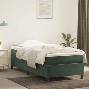 Estrutura de cama com molas 90x200 cm veludo verde-escuro