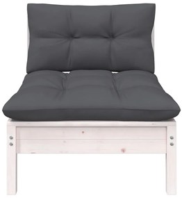 7 pcs conjunto lounge de jardim c/ almofadões pinho maciço