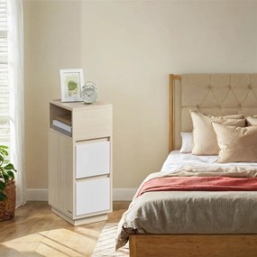 Conjunto de 2 mesas de cabeceira 30 x 25 x 65 cm bege + branco