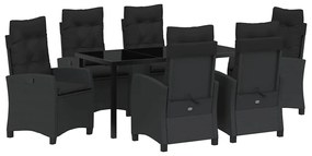 Conjunto de Jantar para Jardim com 7 Peças e Almofadas - Preto em Ratt