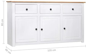 Aparador 135x40x80 cm pinho maciço panama branco