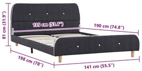 Estrutura de cama sem colchão 135x190 cm tecido cinzento-escuro