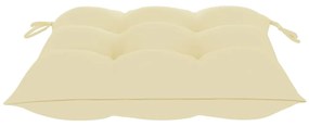 Cadeiras de jardim c/ almofadões branco nata 6 pcs teca maciça