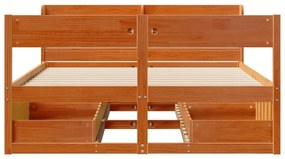 Cama sem colchão 150x200 cm madeira pinho maciça castanho-mel