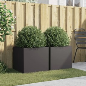 Vasos/floreiras 2 pcs 49x47x46 cm aço preto