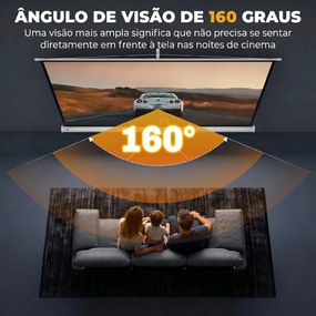 Ecrã de Projeção com Suporte Portátil 100 Polegadas Formato 16:9 Altura Ajustável 221x124 cm Branco
