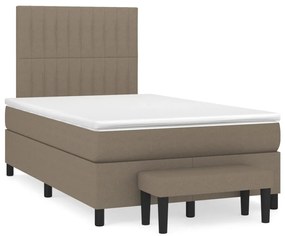 Cama boxspring c/ colchão 120x190cm tecido castanho-acinzentado