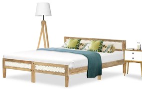 vidaXL Estrutura de cama em madeira de mangueira maciça 140 cm