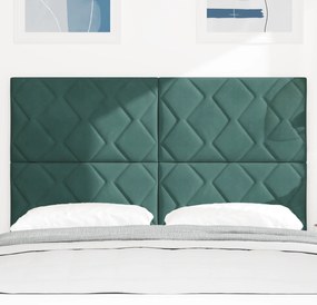Cabeceira Design de Blocos de Diamante Verde Escura 160 cm Veludo