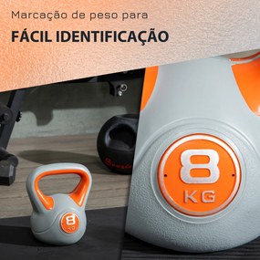 Kettlebell 8kg Peso Russo com Revestimento de PU e Enchimento de Areia para Treinamento em Casa Ginásio 20x14x24cm Laranja e Cinza